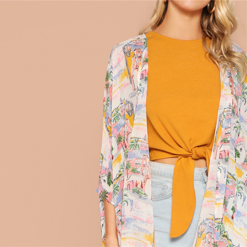 Women Casual Vacation Long Kimonos - Image 5