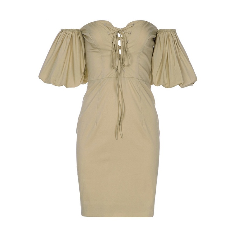 Women Elegant Lace Up Off Shoulder Vestidos Verano Club Dress - Image 2