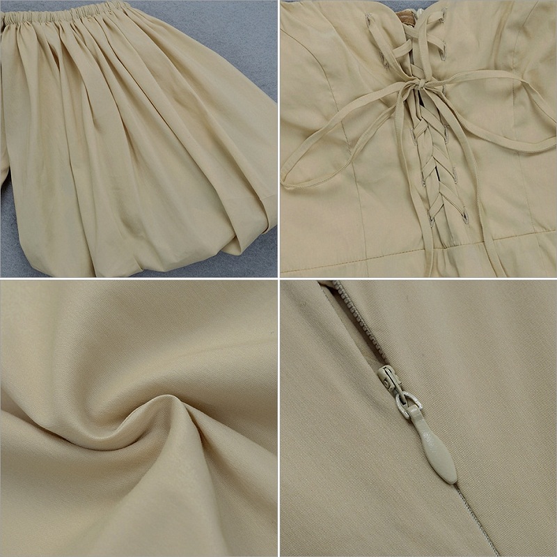 Women Elegant Lace Up Off Shoulder Vestidos Verano Club Dress - Image 4