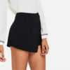 Women Elegant Office Lady Wrap Solid Knot Zipper Mid Waist Fly Solid Shorts