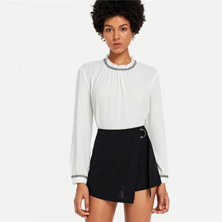 Women Elegant Office Lady Wrap Solid Knot Zipper Mid Waist Fly Solid Shorts - Image 2