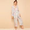 Women Floral Print Cami Pajama Set With Robe - Image 4