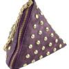 Women Mini Clutch Bag PU Leather Triangle Bag Fashion Rivet Chain Purse - Image 4