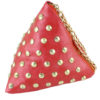 Women Mini Clutch Bag PU Leather Triangle Bag Fashion Rivet Chain Purse - Image 3