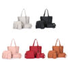 4 PCS Women PU Leather Handbag Tassel Leisure Crossbody Bag Solid Shoulder Bag - Image 10