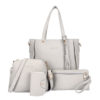 4 PCS Women PU Leather Handbag Tassel Leisure Crossbody Bag Solid Shoulder Bag - Image 14