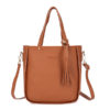 4 PCS Women PU Leather Handbag Tassel Leisure Crossbody Bag Solid Shoulder Bag - Image 3
