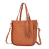 4 PCS Women PU Leather Handbag Tassel Leisure Crossbody Bag Solid Shoulder Bag - Image 4