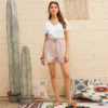 Women Paper bag Waist Patch Pocket Belted Cuffed Shorts - Image 2