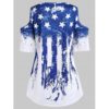 Women Plus Size American Flag Cold Shoulder T-shirt - Image 14