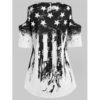 Women Plus Size American Flag Cold Shoulder T-shirt - Image 6