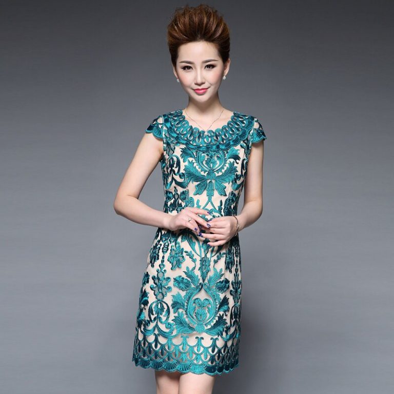 Women Plus Size Embroidery Pencil Bodycon Dress - Image 2