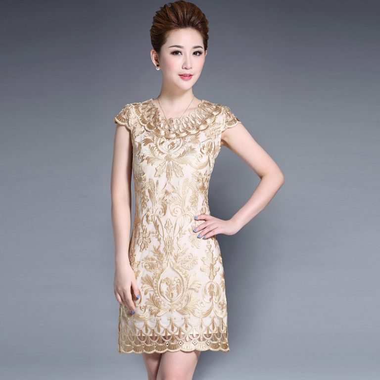 Women Plus Size Embroidery Pencil Bodycon Dress - Image 3