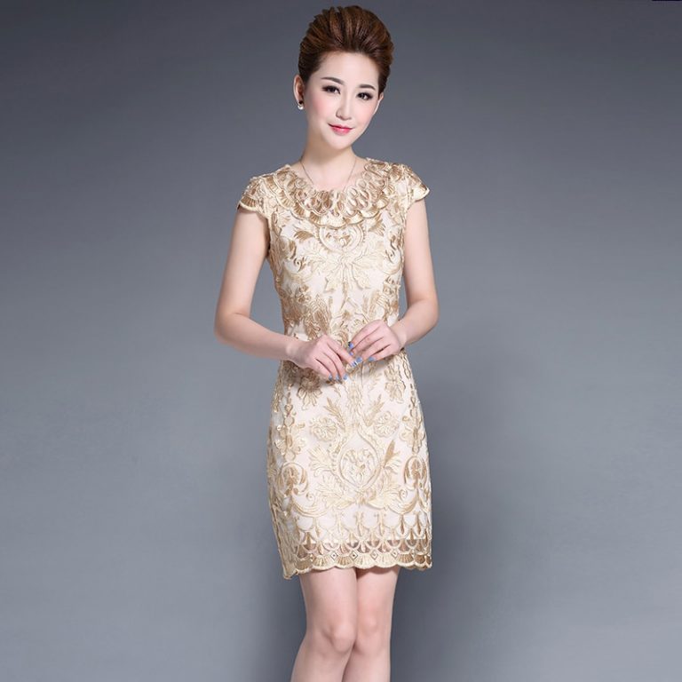 Women Plus Size Embroidery Pencil Bodycon Dress - Image 5