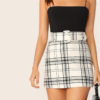 Women Preppy High Waist Stretchy Mini Skirt