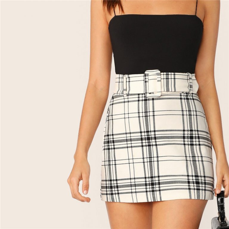 Women Preppy High Waist Stretchy Mini Skirt