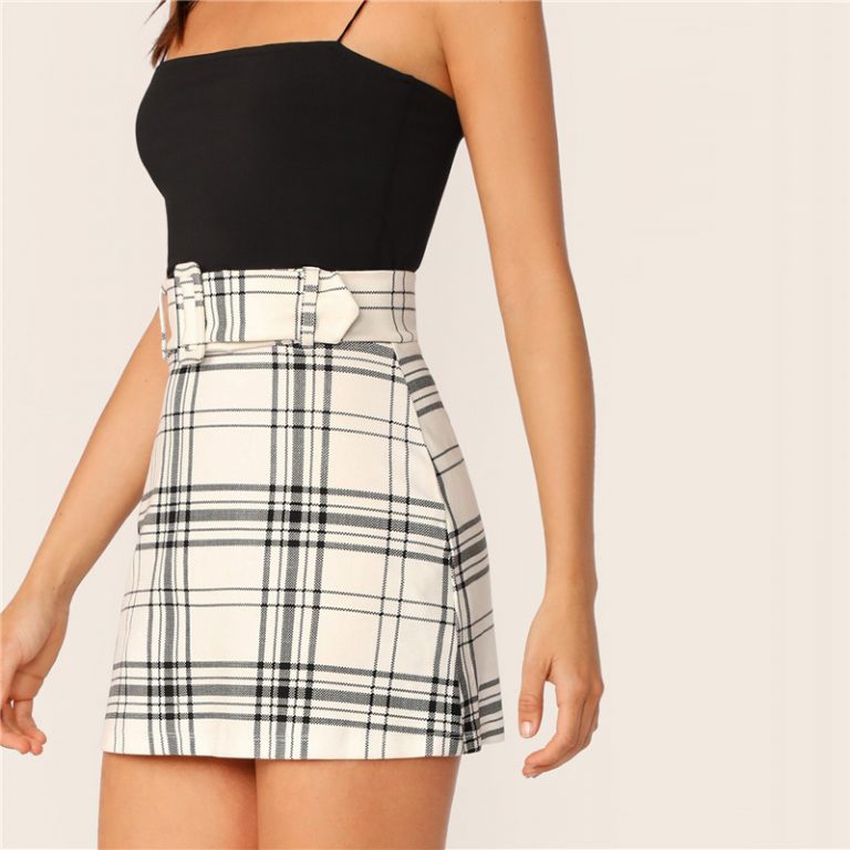 Women Preppy High Waist Stretchy Mini Skirt - Image 4