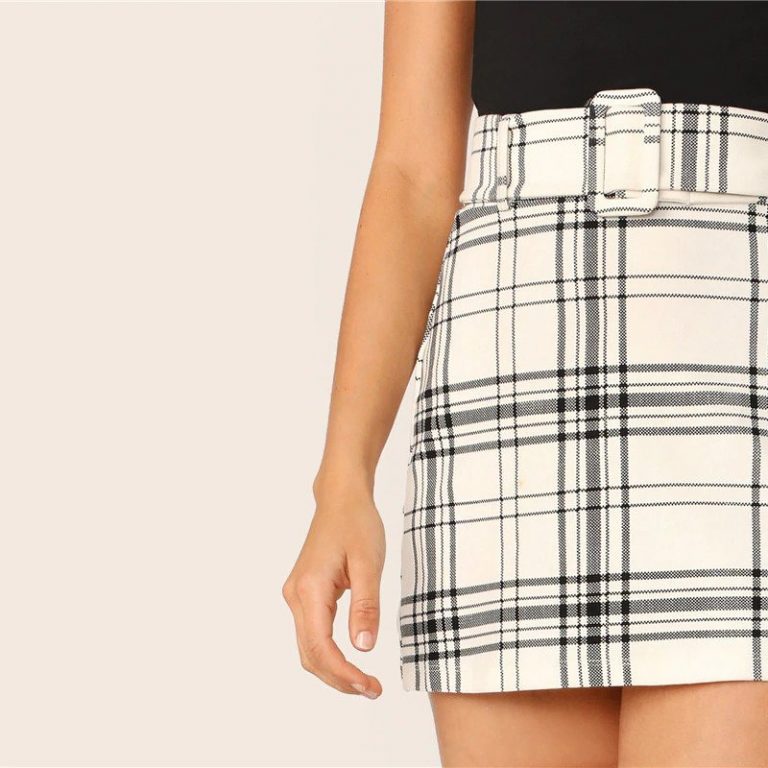 Women Preppy High Waist Stretchy Mini Skirt - Image 3
