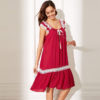 Women Scoop Neck Floral Lace Insert Knot Sexy Nightwear