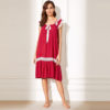 Women Scoop Neck Floral Lace Insert Knot Sexy Nightwear - Image 3