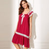 Women Scoop Neck Floral Lace Insert Knot Sexy Nightwear - Image 4