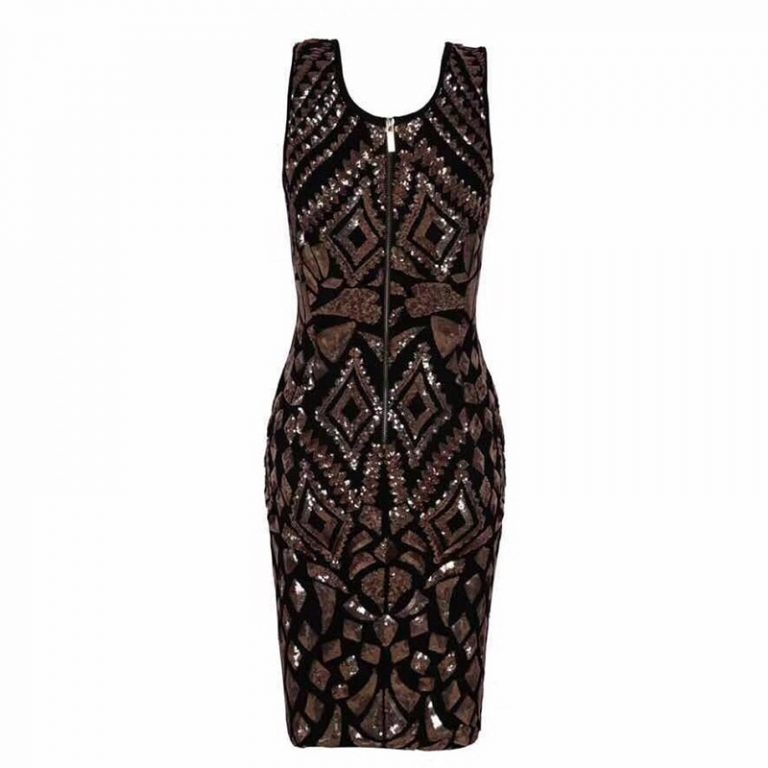 Women Sequined Sexy Bodycon Sleeveless Tank Lace Club Dress - Image 6