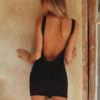 Women Sexy U Neck Zip Up Backless Bodycon Dress - Image 3