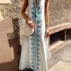 Women Sleeveless Floral Print Bohemian Split Long Maxi Dress