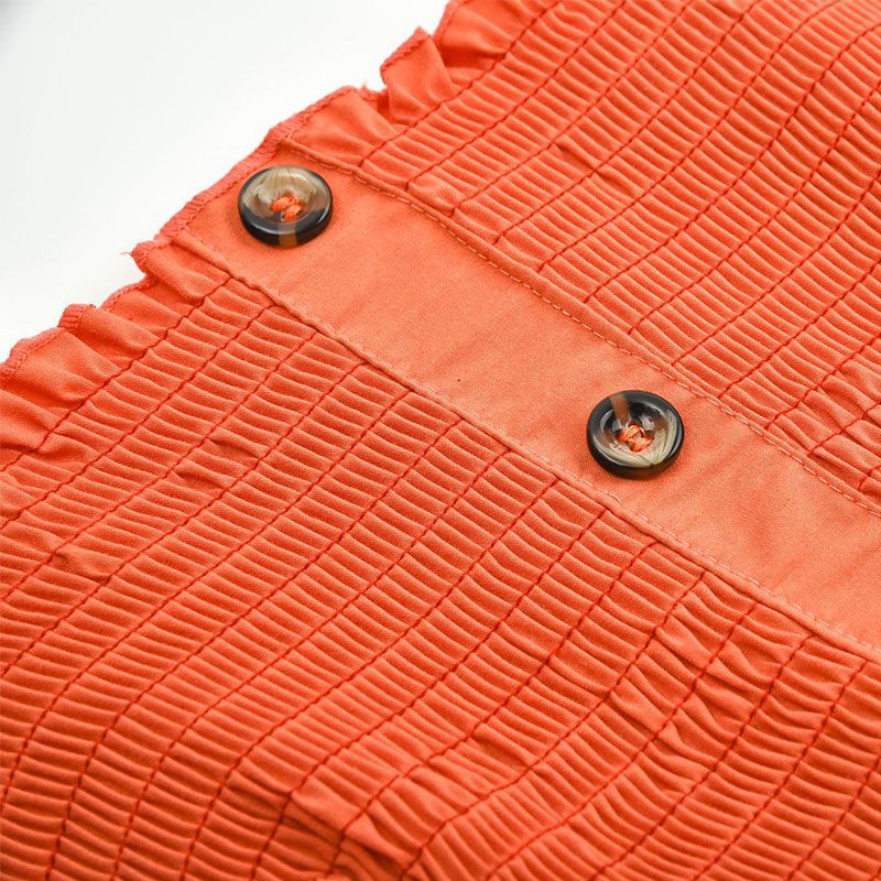 Women Solid Color Single-breasted Stretch Spaghetti Strap Dress - Image 5