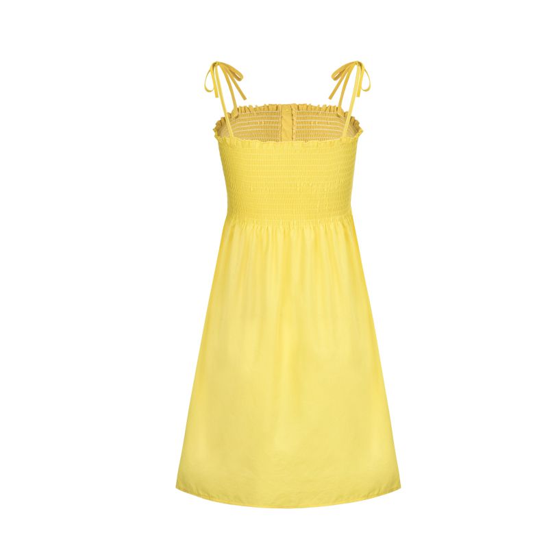 Women Solid Color Single-breasted Stretch Spaghetti Strap Dress - Image 8