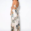 Women Straps Backless Cropped Floral Print Cotton Maxi Dress - Image 2