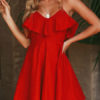 Women Straps Ruffles Lace Up Backless Sexy Mini Dress
