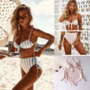 Women Striped Bikini Push Up Knot Padded Bra High Waist Summer Swimming Suit - Image 2