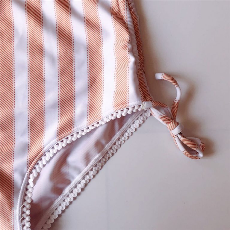 Women Striped Bikini Push Up Knot Padded Bra High Waist Summer Swimming Suit - Image 13