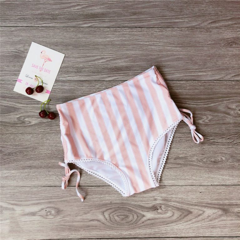 Women Striped Bikini Push Up Knot Padded Bra High Waist Summer Swimming Suit - Image 14