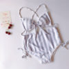 Women Striped Bikini Push Up Knot Padded Bra High Waist Summer Swimming Suit - Image 4