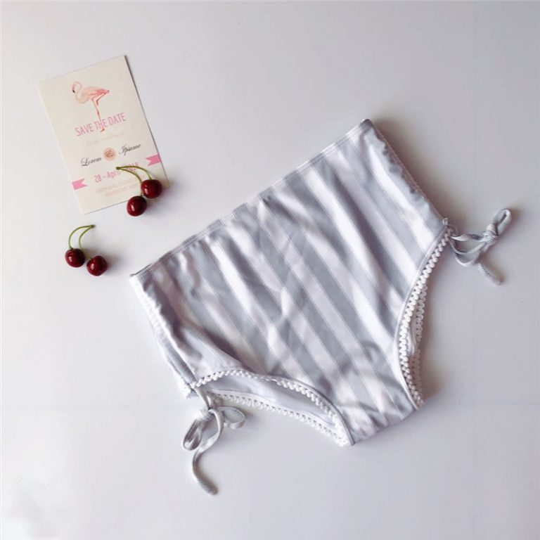 Women Striped Bikini Push Up Knot Padded Bra High Waist Summer Swimming Suit - Image 8