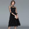Women Tassel Mesh Patchwork feather Dress Sexy  Party Club Dress - Image 3