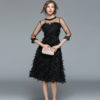 Women Tassel Mesh Patchwork feather Dress Sexy  Party Club Dress - Image 4