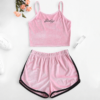 Women Velvet Embroidered Top And Shorts Set sports wear