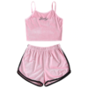 Women Velvet Embroidered Top And Shorts Set sports wear - Image 3