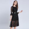 Women lace slim Mermaid female Sweet Trumpet casual Knee-Length dress - Image 3