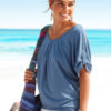 Women's Cotton Lace Short Sleeve Cut Out Pleated Tops
