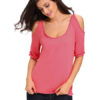 Women's Open Shoulder Scoop Cut Out Casual Top - Image 2