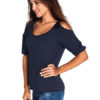 Women's Open Shoulder Short Sleeve U-neck Chic Top - Image 2