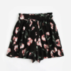 Womens Shorts Multicolor Elastic Mid Waist Lace Up Floral Loose Shorts - Image 6