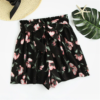 Womens Shorts Multicolor Elastic Mid Waist Lace Up Floral Loose Shorts