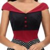 Women's Vintage Dress Sleeveless V-neck Polka Dot Two Tone Pleated Flared Dress - Image 2