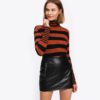 Black High Waist O-Ring Zip Detail Faux Leather Skirt - Image 4