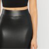 Black Solid Skinny Elegant Workwear Knee Length Mid Waist Skirts - Image 4